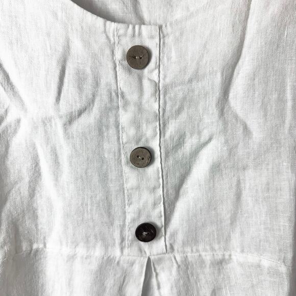 Laura Bianchi White Linen Top Women’s Medium Made in Italy Lagenlook Artsy Boho - Picture 3 of 9